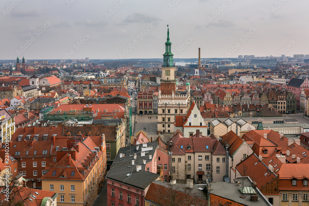 Top view of the old town in Poznan, Poland