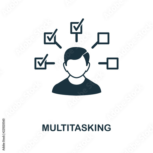 Multitasking icon. Monochrome style design from management icon collection. UI. Pixel perfect simple pictogram multitasking icon. Web design, apps, software, print usage.