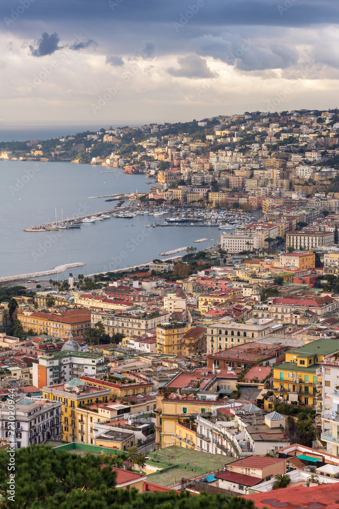 View of the old town of Naples in cloudy day, Italy.