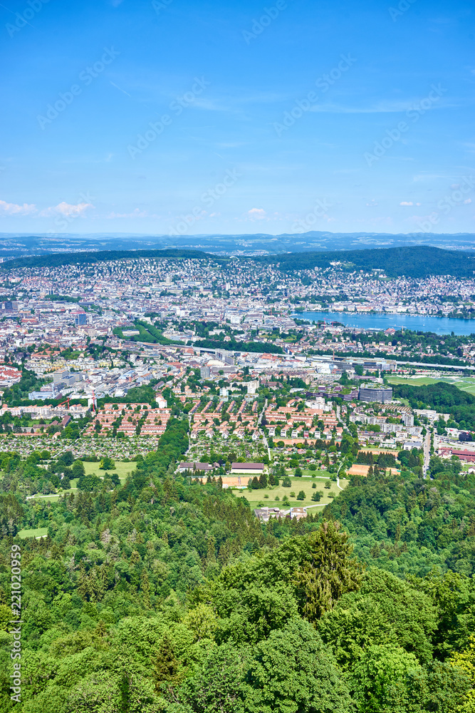 Panoramic view of Zurich in Switzerland