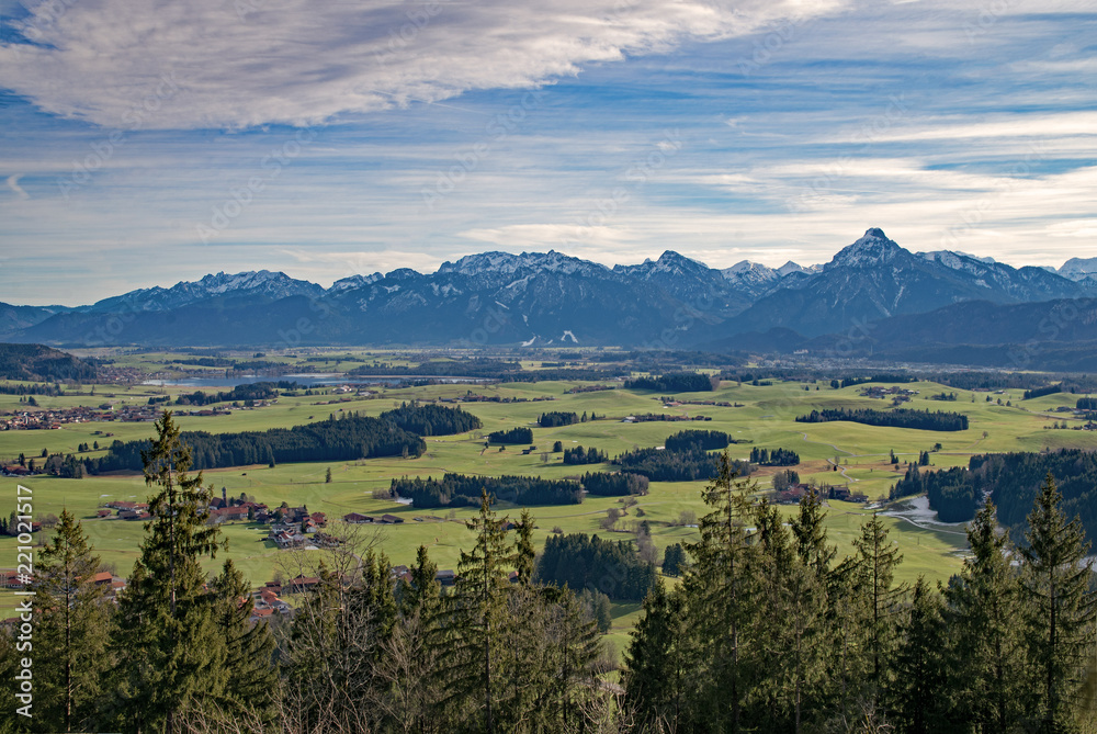 Die Allgäuer Alpen bei Eisenberg, Bayern, Deutschland