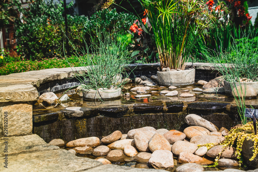 Cascading Water in Garden Cascading Water in Garden