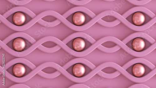 Pink architectural, interior pattern, white wall texture. 3d illustration, 3d rendering.