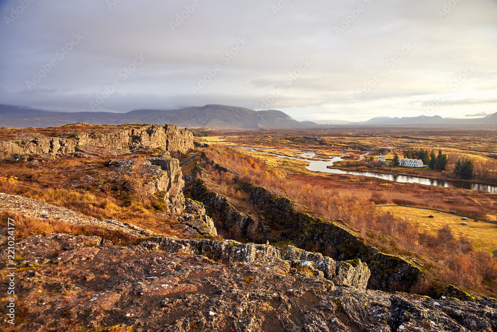 Obraz premium Autumn landscape in The Thingvellir National Park