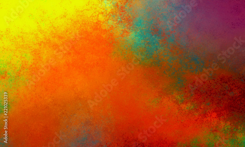 abstract background design in colorful orange gold yellow purple blue green and red colors an texture  sunset clouds or sunrise painting or illustration concept