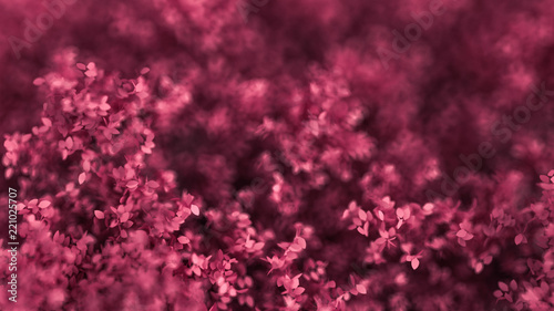 Beautiful pink background with leaves, season of the year. 3d illustration, 3d rendering.