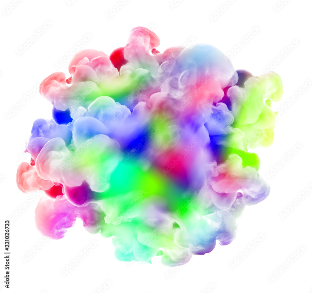 Multicolor smoke on white background. 3d illustration, 3d rendering.