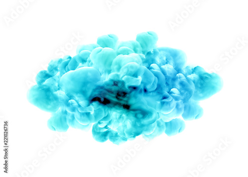 Turquoise smoke on a white background. 3d illustration, 3d rendering.