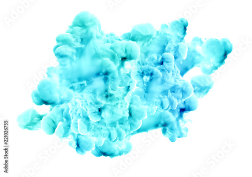 Turquoise smoke on a white background. 3d illustration, 3d rendering.