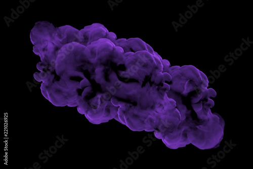 Purple smoke on a black background. 3d illustration, 3d rendering.