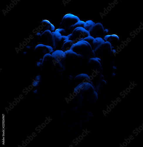 Blue smoke on a black background. 3d illustration, 3d rendering.