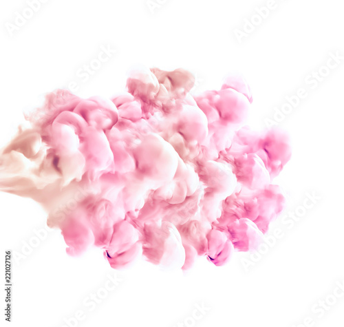 Fototapeta Naklejka Na Ścianę i Meble -  Pink smoke on white background. 3d illustration, 3d rendering.