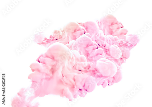 Pink smoke on white background. 3d illustration, 3d rendering.