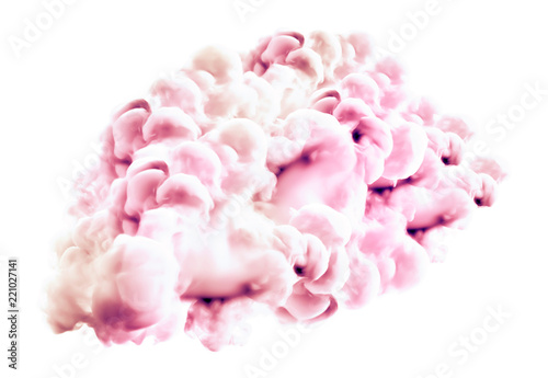 Pink smoke on white background. 3d illustration  3d rendering.