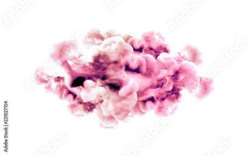 Pink smoke on white background. 3d illustration  3d rendering.