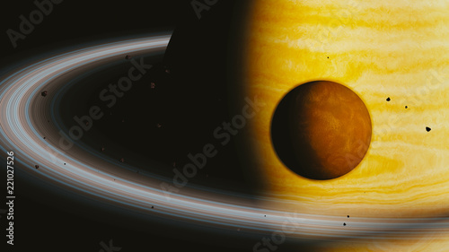 Fototapeta Naklejka Na Ścianę i Meble -  gas planet and moon, 3d render
