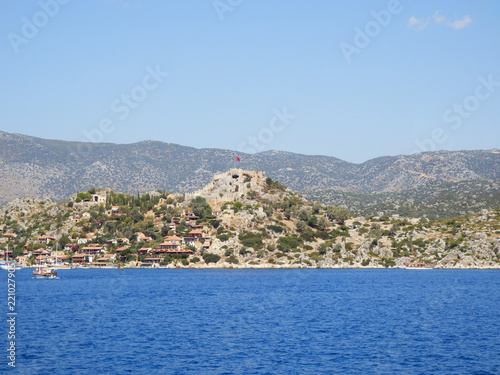Antalya coast. View from the sea. Not far from the ancient city of Phaselis. Turkey