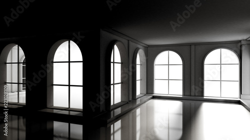 Luxury gloomy empty interior. 3d illustration  3d rendering.