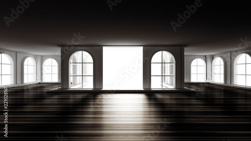 Luxury gloomy empty interior. 3d illustration, 3d rendering.