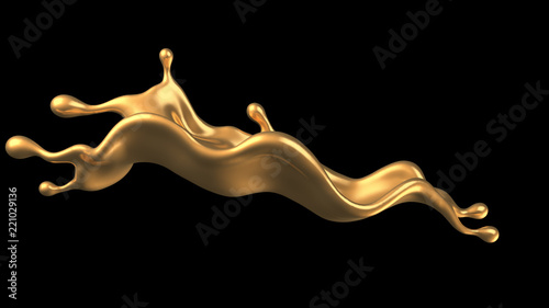 Fototapeta Naklejka Na Ścianę i Meble -  Luxury golden splash of liquid. 3d illustration, 3d rendering.