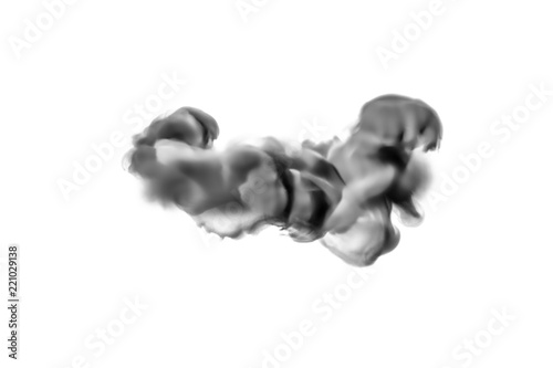 Gray smoke on white background. 3d illustration  3d rendering.