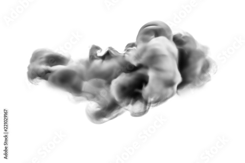 Gray smoke on white background. 3d illustration  3d rendering.