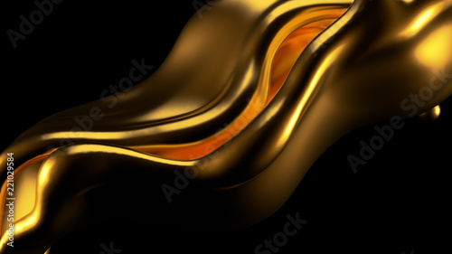 Luxury golden splash of liquid. 3d illustration  3d rendering.