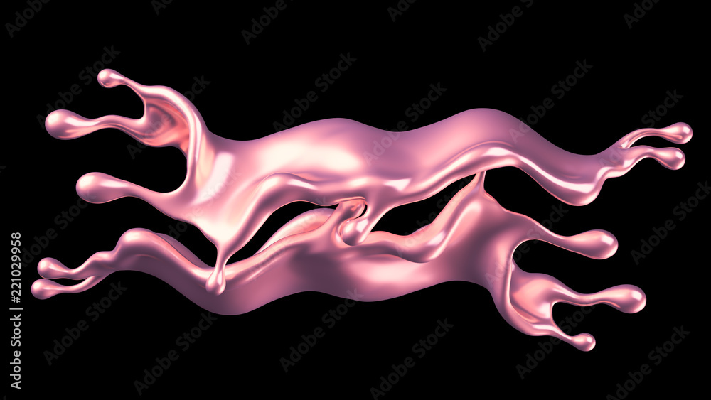 Luxury golden splash of liquid. 3d illustration, 3d rendering.