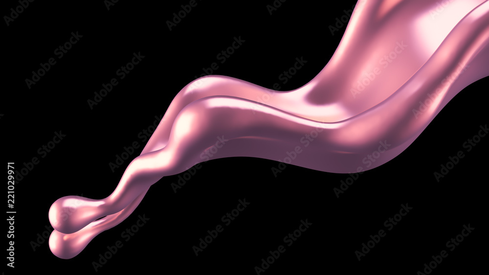 Luxury golden splash of liquid. 3d illustration, 3d rendering.