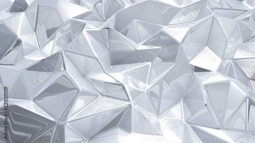 White crystal background with triangles. 3d illustration, 3d rendering.
