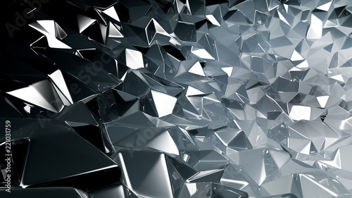 Gray crystal background with triangles. 3d illustration, 3d rendering.