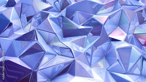 Purple crystal background with triangles. 3d illustration  3d rendering.