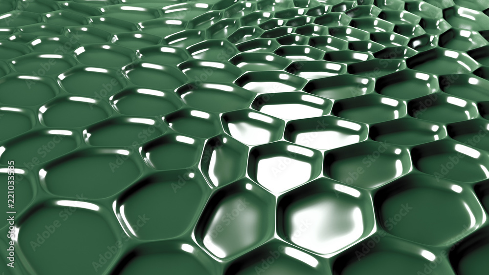 Fototapeta premium Green geometric background with relief. 3d illustration, 3d rendering.