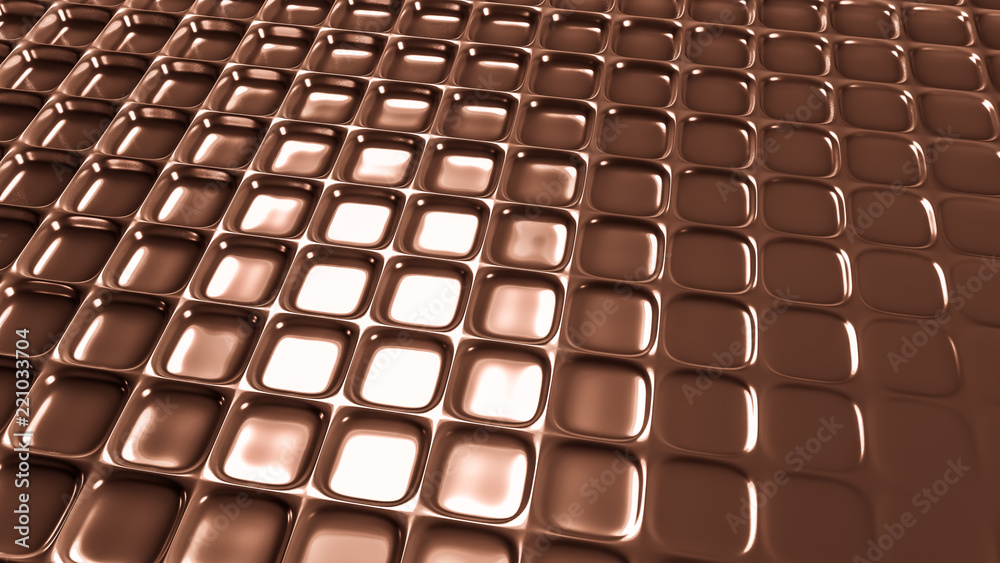 Brown geometric background with relief. 3d illustration, 3d rendering.