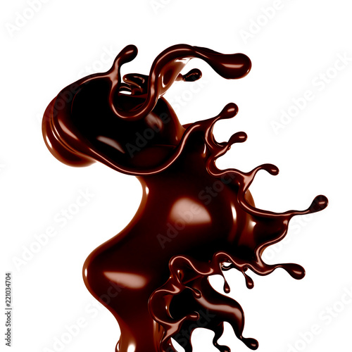 A splash of chocolate. 3d illustration, 3d rendering.