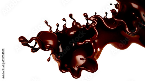 A splash of chocolate. 3d illustration, 3d rendering.