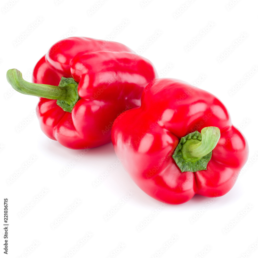 two sweet bell peppers isolated on white background cutout two sweet bell peppers isolated on white background cutout