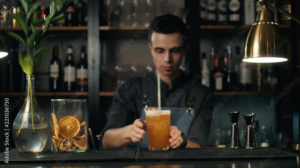 custom made wallpaper toronto digitalBarman is decorating cocktail with lemon shaker bartender make lemonade in restaurant