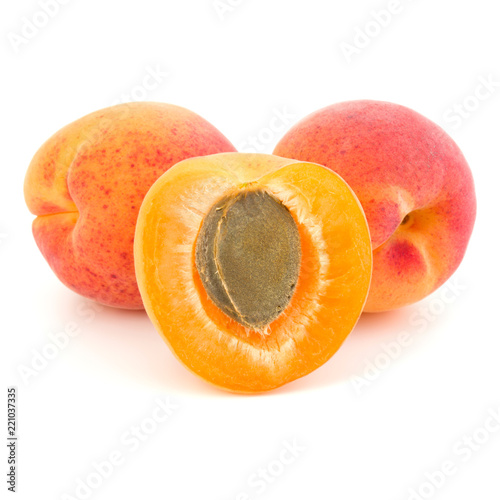 three apricot fruit isolated on white background cutout photo