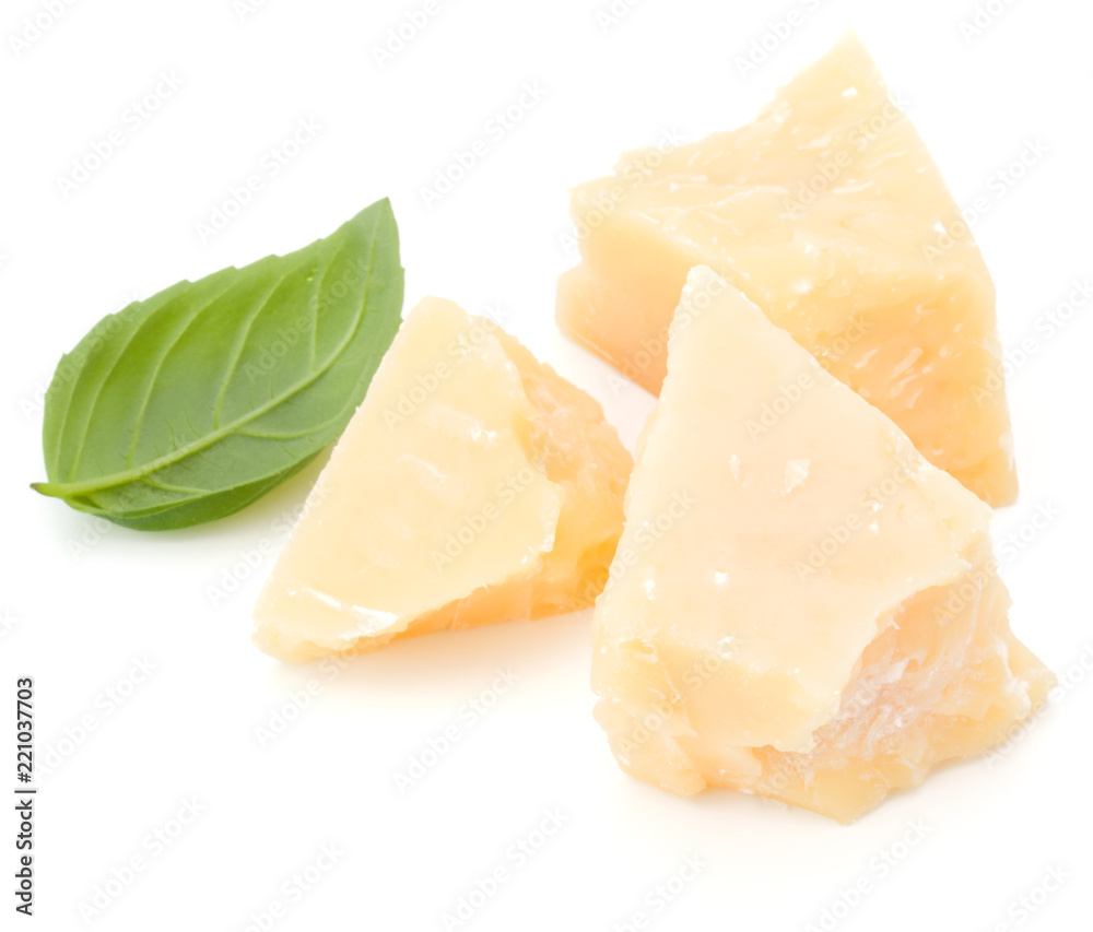 shredded parmesan cheese and basil leaf isolated on white background cutout shredded parmesan cheese and basil leaf isolated on white background cutout