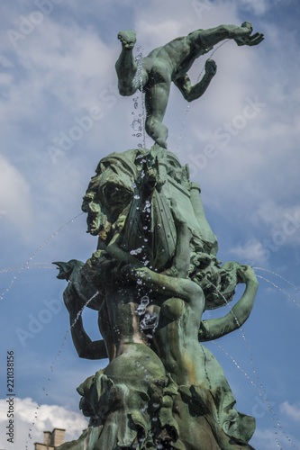 Fountain in the city center of Antwerp  Belgium