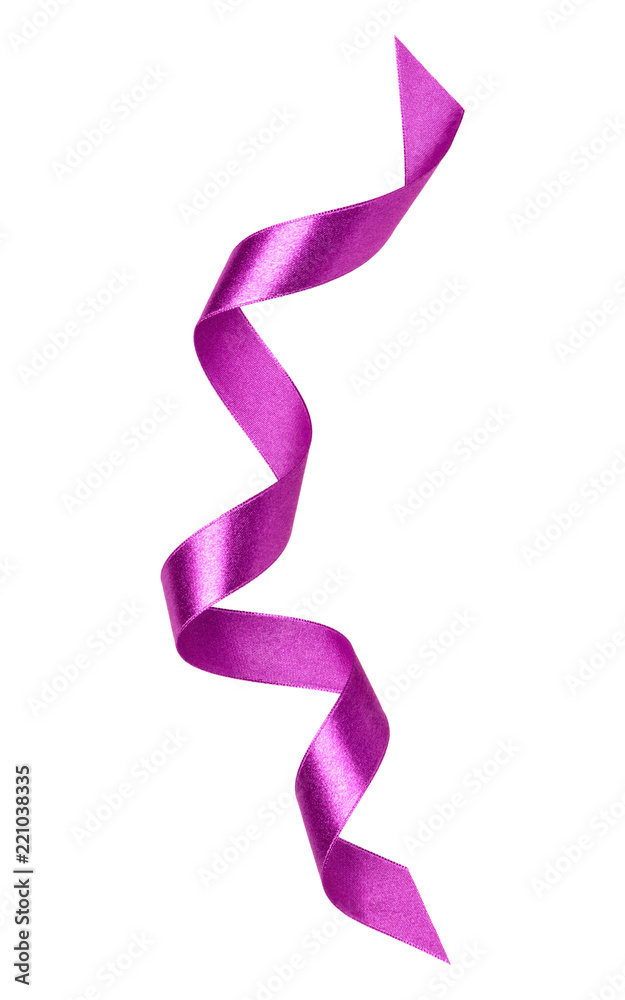 Shiny satin ribbon in lilac color isolated on white background close up Shiny satin ribbon in lilac color isolated on white background close up