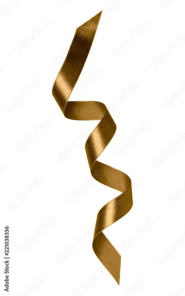 Shiny satin ribbon in brown color isolated on white background close up Shiny satin ribbon in brown color isolated on white background close up