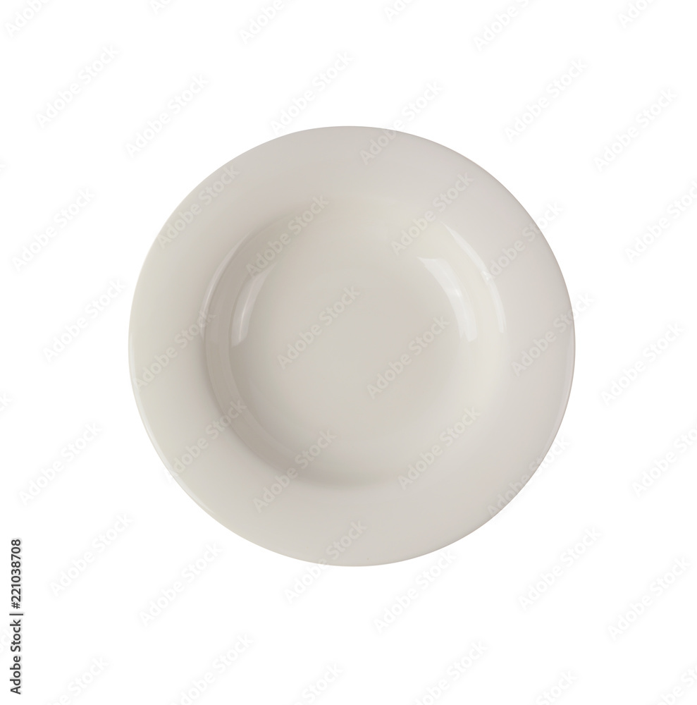 empty ceramic white dish isolated on white background empty ceramic white dish isolated on white background