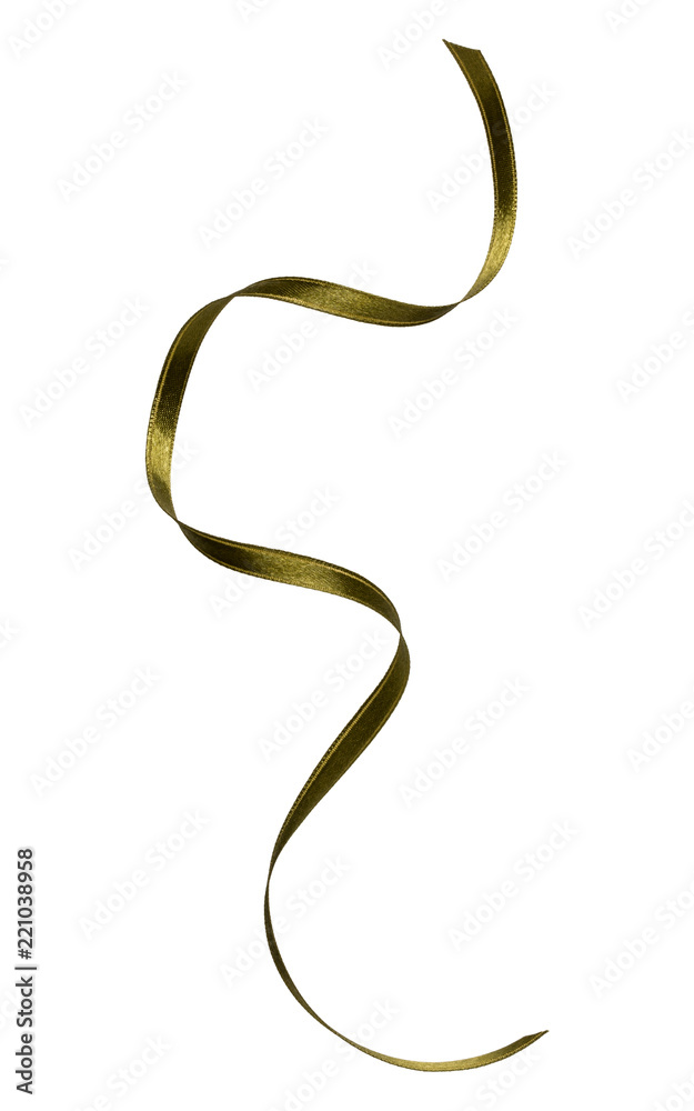Shiny satin ribbon in green color isolated on white background Shiny satin ribbon in green color isolated on white background
