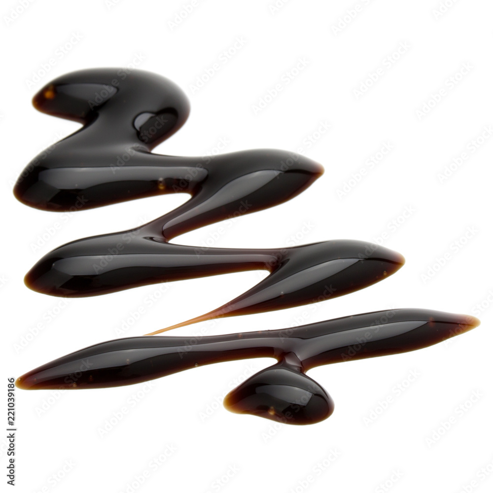 Obraz premium Balsamic vinegar cream isolated on white background. Italian salad dressing, sauce.