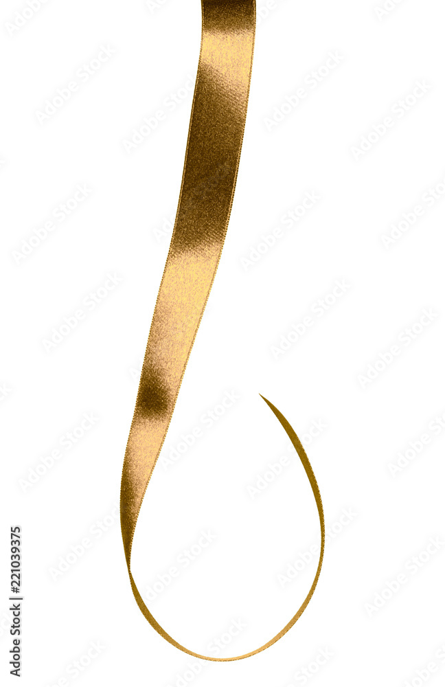 Shiny satin ribbon in brown color isolated on white background close up Shiny satin ribbon in brown color isolated on white background close up