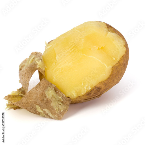 one boiled peeled potato isolated on white background cutout