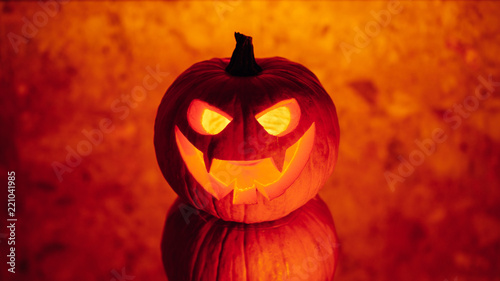 Fotografi jack-o-lantern pumpkin orange light, Halloween background