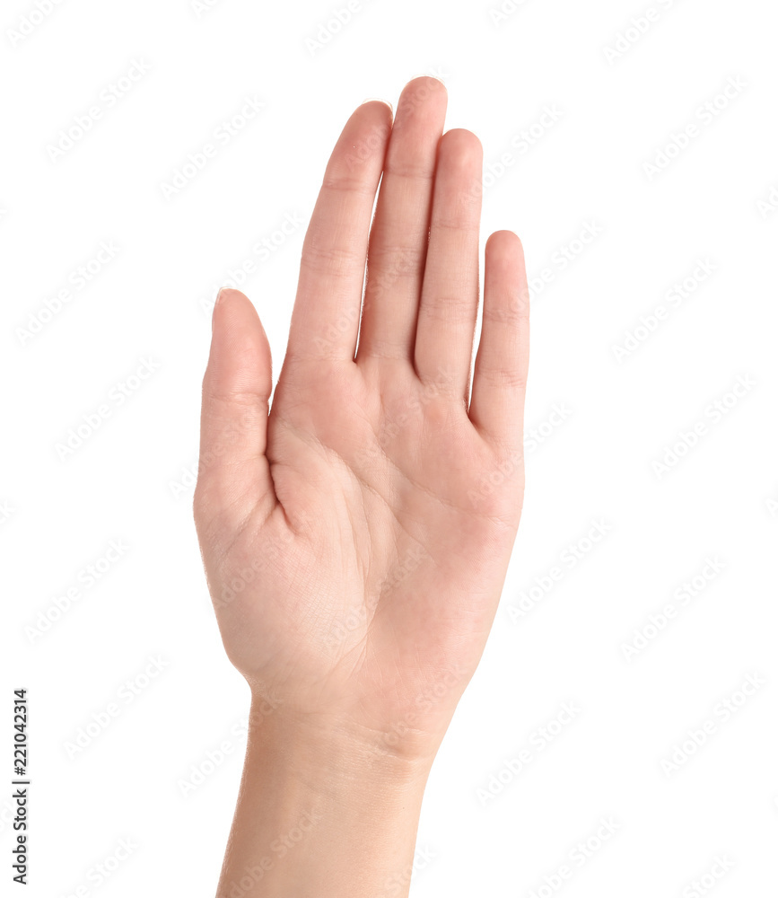 Abstract young woman's hand on white background Abstract young woman's hand on white background
